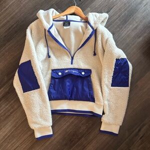 Champion Sherpa Half Zip Cropped Hooded Sweatshirt SZ SMALL